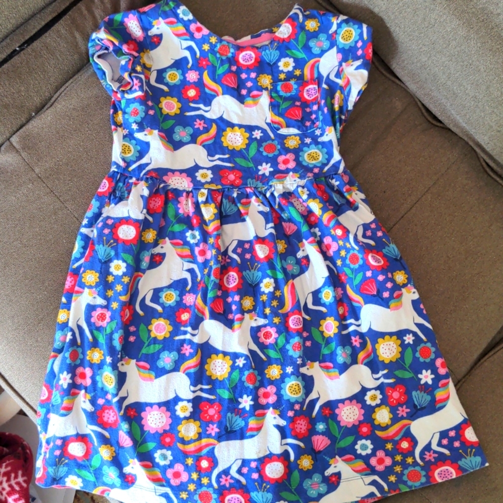 Mini Boden unicorn jersey dress sz 8-9